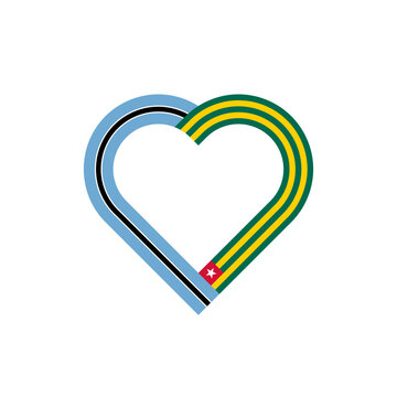 recommend clip art: friendship concept. heart ribbon icon of botswana and togo flags. vector illustration isolated on white background