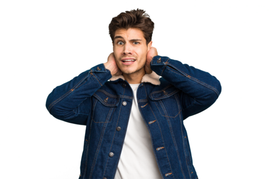 Young caucasian handsome man isolated touching back of head, thinking and making a choice.