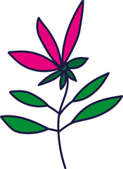 Hand drawn cute flower. Stylized flower in doodle style. Freehand botanical print. Floral element isolated.