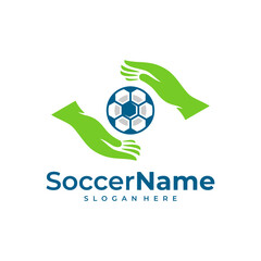 Obraz premium Care Soccer logo template, Football logo design vector