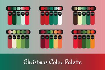 6 different christmas color palettes with gradient color 