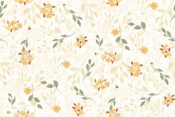 Beautiful floral motif. flowers intertwined in a seamless pattern on a gentle background
