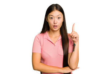Young Asian woman isolated having some great idea, concept of creativity.