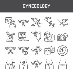 Gynecology color line icons set. Isolated vector element.