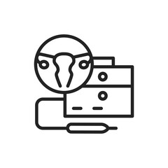 Laser treatment cervical pathology color line icon. Outline pictogram for web page.