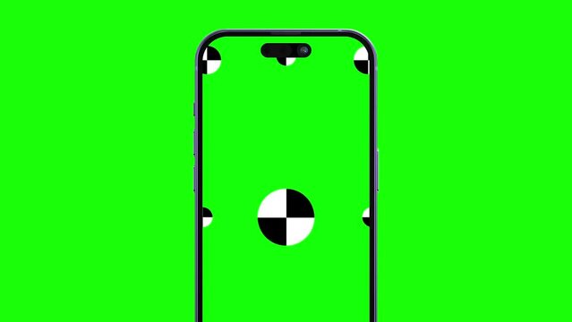 3d render of smartphone with green screen and marks for tracking - phone rotations and movements including vertical and horizontal positions. 3D rendering. Easy customizable. 3D Illustration.