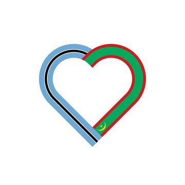 recommend clip art: friendship concept. heart ribbon icon of botswana and mauritania flags. vector illustration isolated on white background
