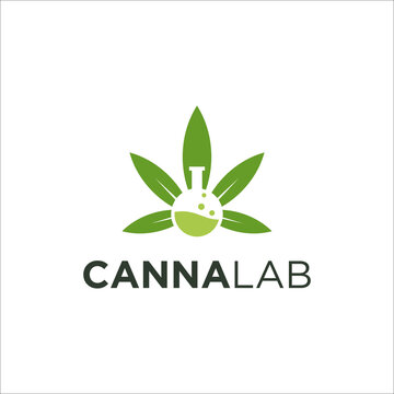 cannabis hemp marijuana and lab abstract logo