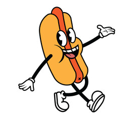 Vintage cartoon character of a hot dog isolated © Mykola
