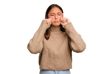 Young cute caucasian woman isolated whining and crying disconsolately.