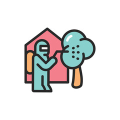 Street disinfection color line icon. Isolated vector element.