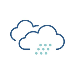 Blue linear clouds with rain weather conditions vector icon. Shower and rainy weather concept icon design. 