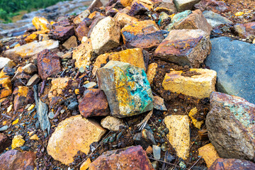 abandoned moskogaisa mine in northern norway, remnants of metal deposits in an abandoned mine; mining industry in the arctic, natural resource deposits