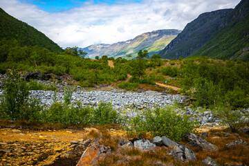 abandoned moskogaisa mine in northern norway, remnants of metal deposits in an abandoned mine; mining industry in the arctic, natural resource deposits