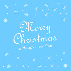 merry christmas text with snowflake on blue background vector stock