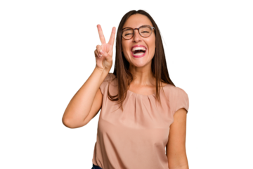 Young caucasian cute woman isolated showing number two with fingers.