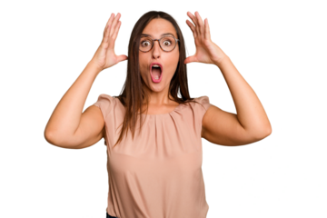 Young caucasian cute woman isolated celebrating a victory or success, he is surprised and shocked.