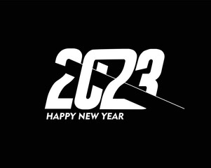 2023 Happy New Year Text Typography Design Element flyer, banner design.