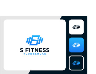 fitness logo design with barbell and letter s