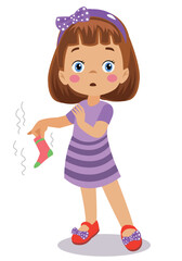 cute boy with stinky socks