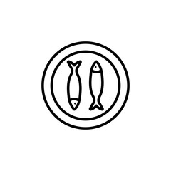 Fish plate thin line isolated flat vector icon - Vector