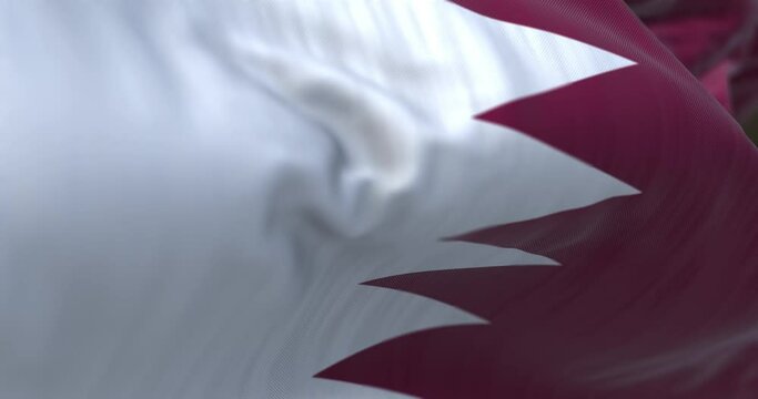 Close-up view of Qatar National flag waving