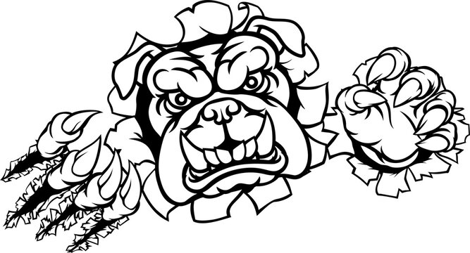 Bulldog Sports Mascot Tearing Through Background
