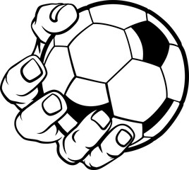 Obraz premium Hand Holding Soccer Ball