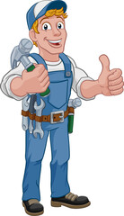 Handyman Hammer Cartoon Man DIY Carpenter Builder