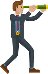 Telescope Spyglass Character Business Concept