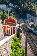 Bahnhof von Villefranche-sur-Mer, Côte d& 39 Azur, Frankreich, Europa