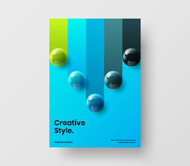 Isolated journal cover design vector concept. Multicolored 3D balls handbill illustration.