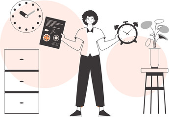 Male English teacher. The concept of learning a foreign language. Lineart modern style.