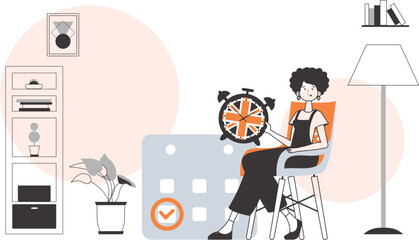 Girl English teacher. The concept of learning a foreign language. Linear style.