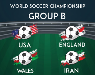 Brush flags of all participants of group B world soccer championship