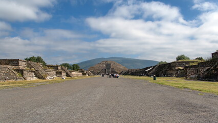 Pyramid of the Moon at the end of the Aveue of the Dead, in the ruins of Teotihuacan, outside of...