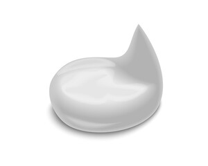 White cream drop. Cream isolated on white background. 3d rendering