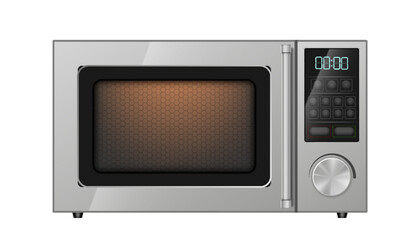 Realistic microwave. Modern kitchen appliance. Domestic electronic household equipment