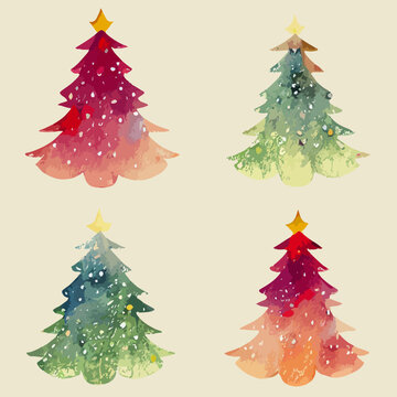 Seamless pattern christmas tree, watercolor tree background pattern. Winter holidays