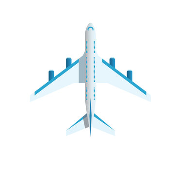 Jet Airplane Top View, Isolated 