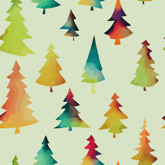 Obraz premium Seamless christmas tree decoration, aquarelle xmas tree endless pattern. Winter holidays