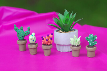Various Clay and bead cacti