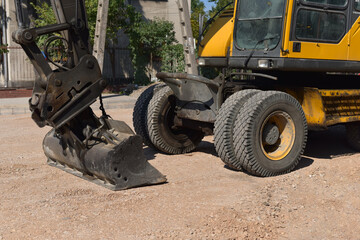 Working machine. Repairs. Repair of the road.