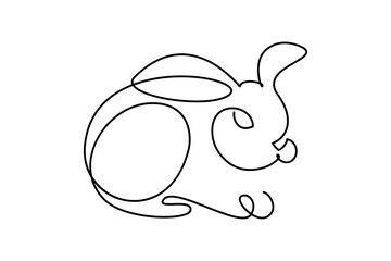 Bunny rabbit in continuous line art drawing style. Hare animal black linear sketch isolated on white background. Vector illustration