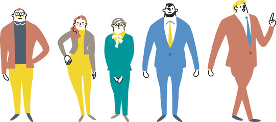 スーツ姿のビジネスパーソンたち　イラスト素材
