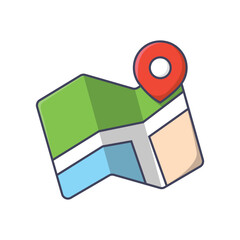Map and location vector. Flat colors simple icon design