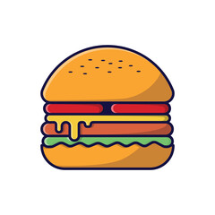 Burger junkfood vector. Flat colors simple icon design
