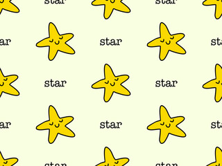 Star cartoon character seamless pattern on yellow background
