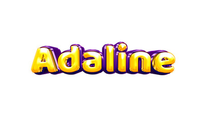 Adaline girls name sticker colorful party balloon birthday helium air shiny yellow purple cutout