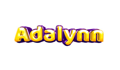 Adalynn girls name sticker colorful party balloon birthday helium air shiny yellow purple cutout